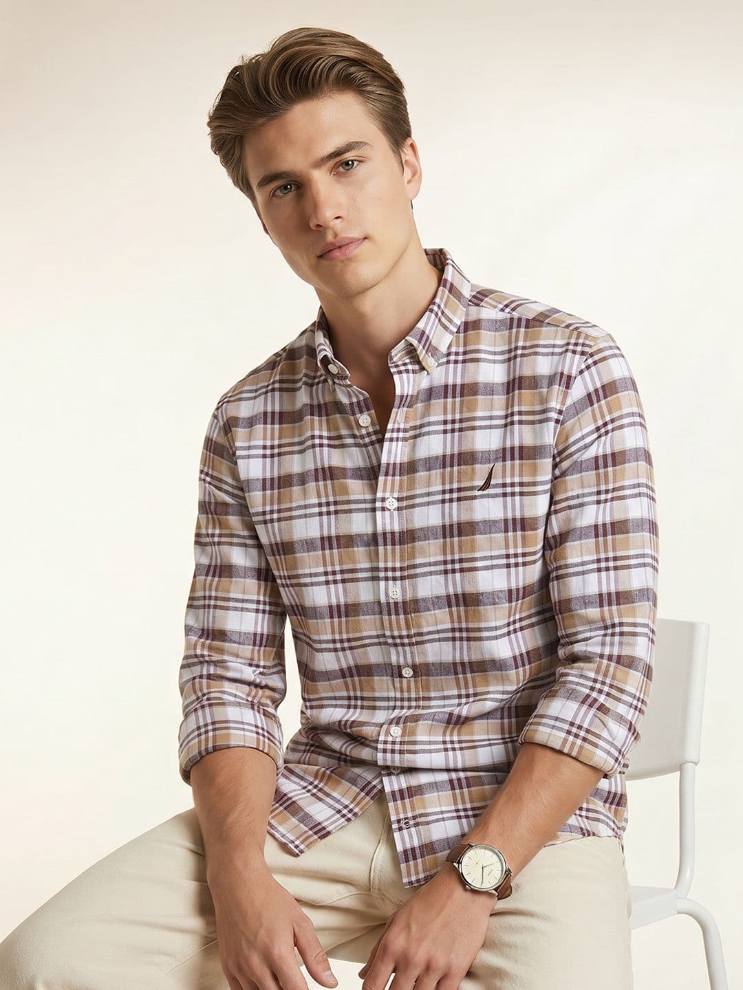 Nautica Tartan Checked Pure Cotton Casual Shirt - view 1