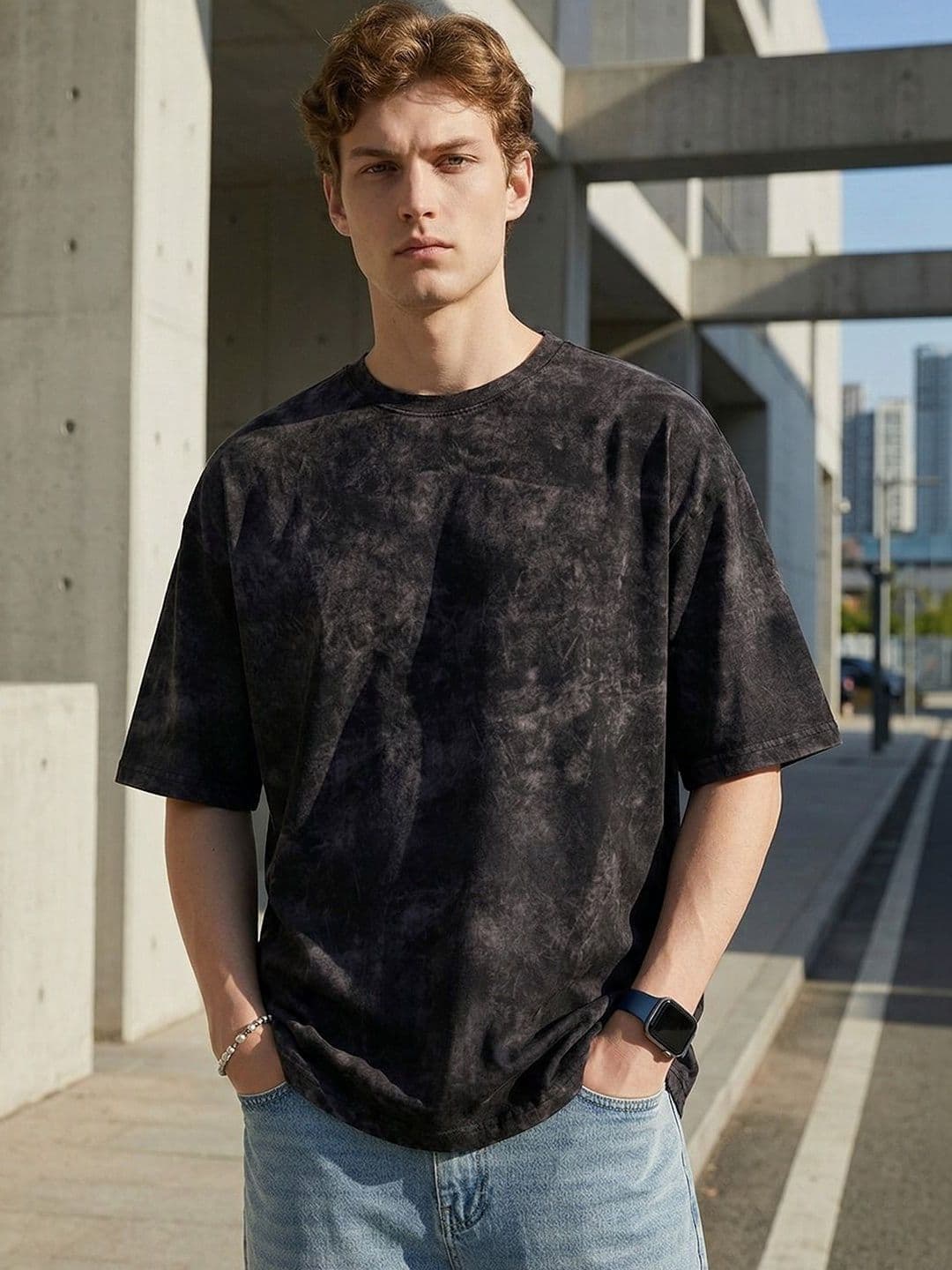 Leotude Men Tie and Dye Dyed Drop-Shoulder Sleeves T-shirt - view 1