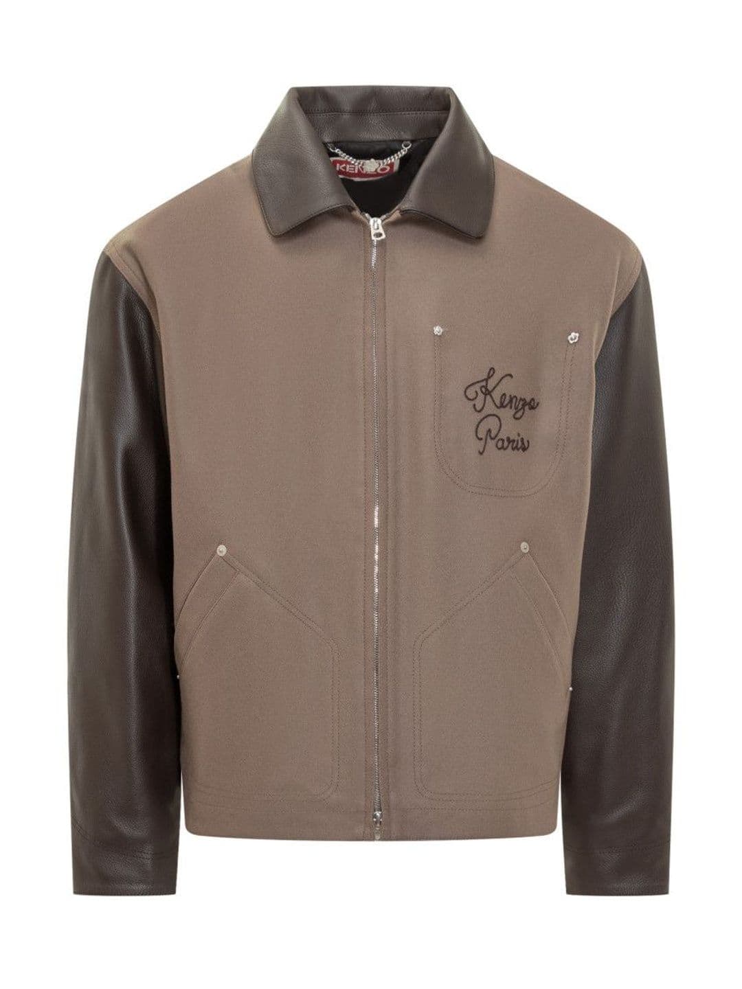 KENZO Brown Embroidered Shirt Collar Jacket - view 1