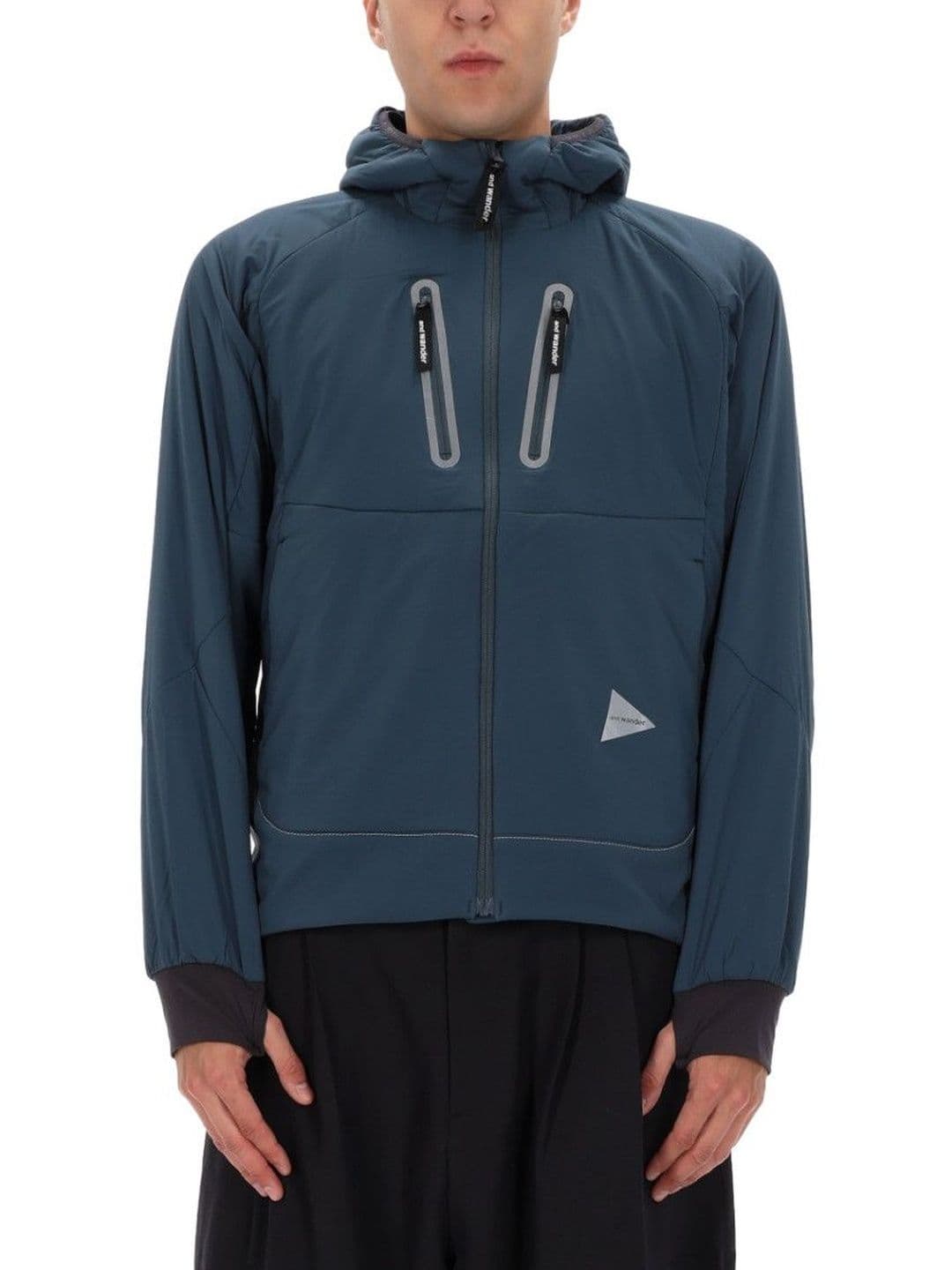 And Wander Blue Solid Hood Jacket - view 1