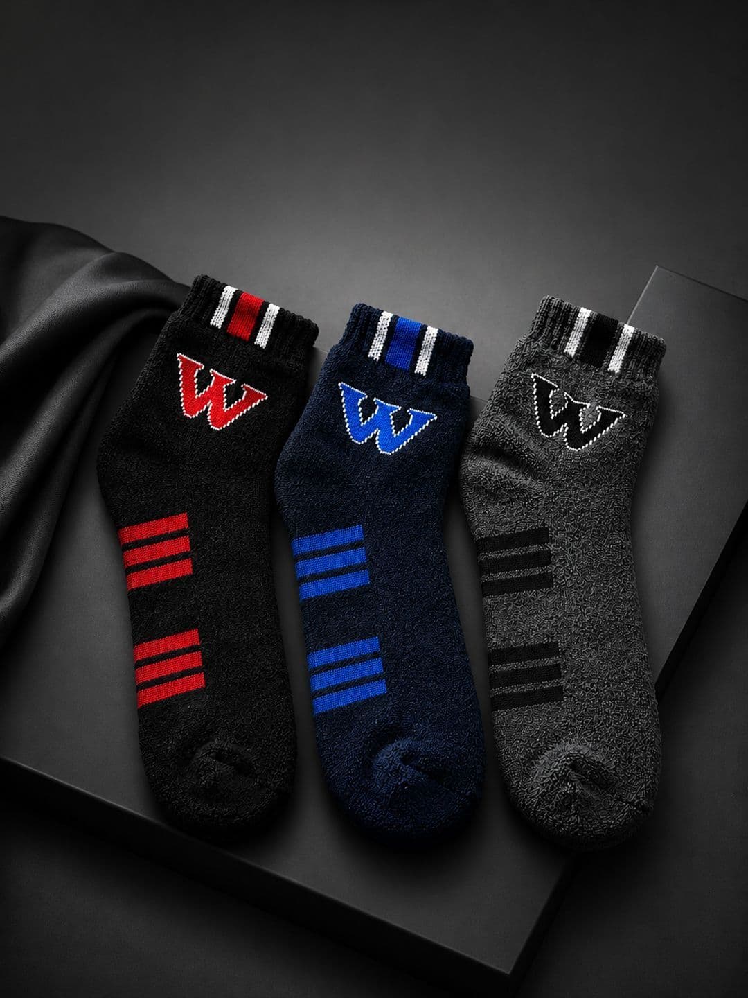 CORTICA Men Pack of 3 Cotton Blend Assorted Patterned Ankle Length Socks - view 1