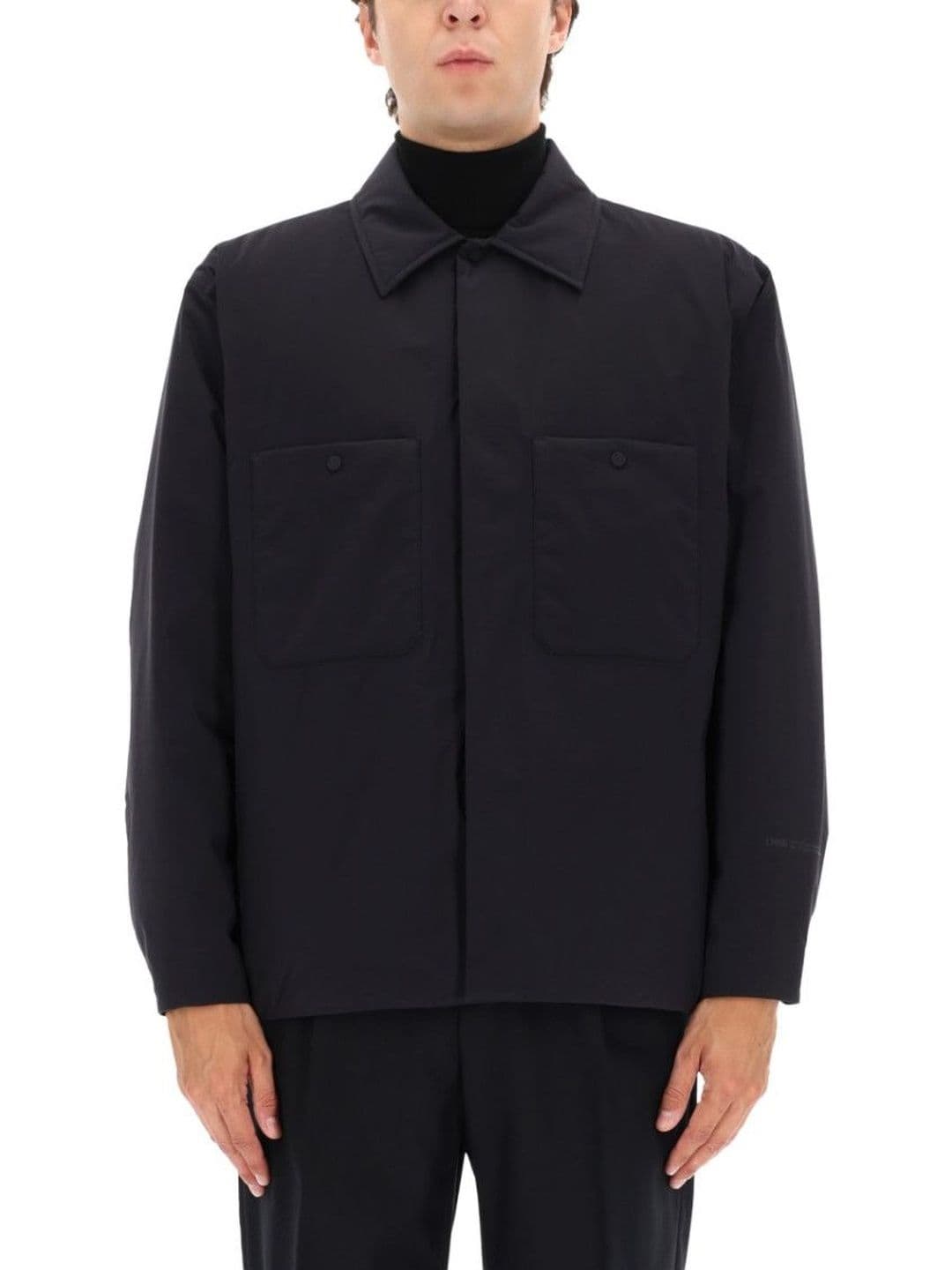 Herno Black Solid Shirt Collar Jacket - view 1