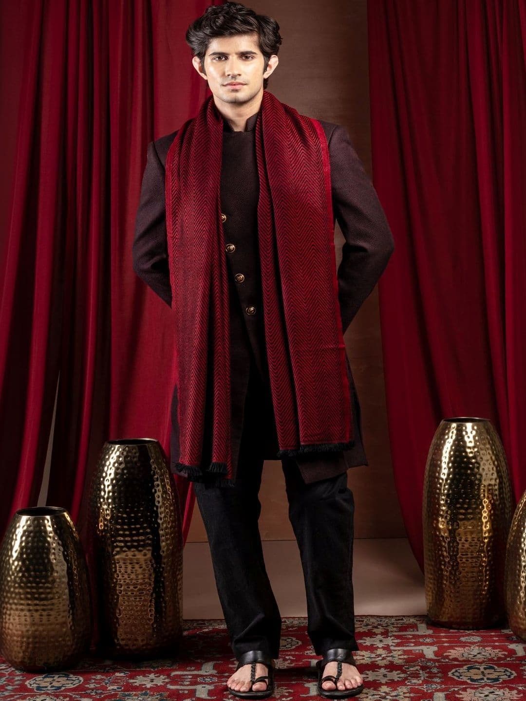 Naureen Men Woven Design Stole - view 1