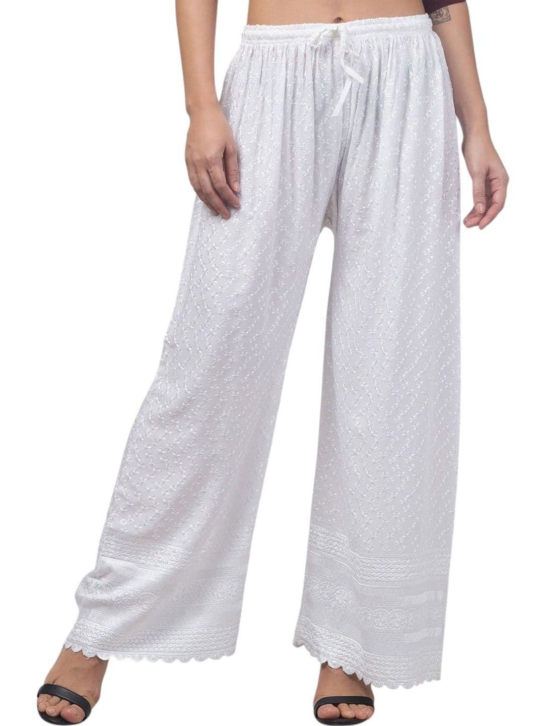 OMAYA Women Embroidered Knitted Ethnic Palazzos - view 1