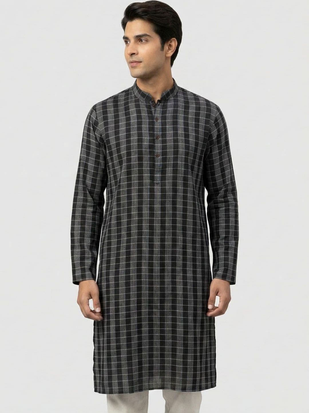 Sanman Ethnix by Raymond Men Checked Kurta - view 1