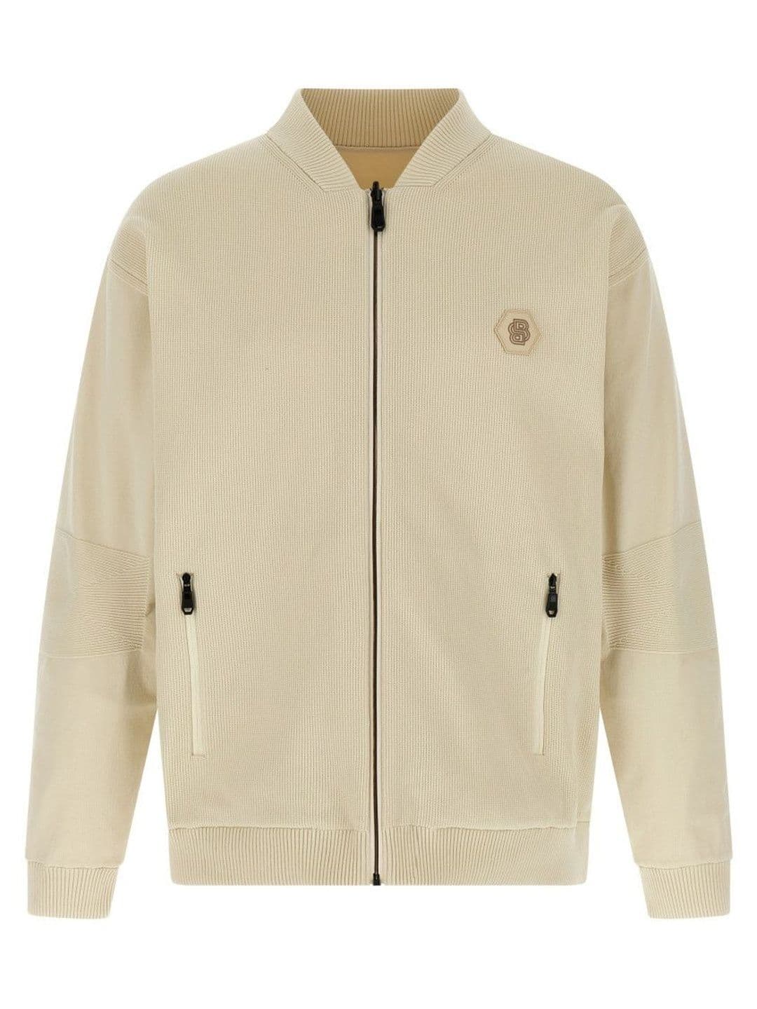 Hugo Boss Beige Solid Band Collar Jacket - view 1