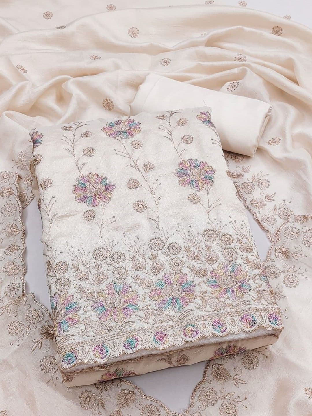 KALINI Embroidered Unstitched Dress Material - view 1