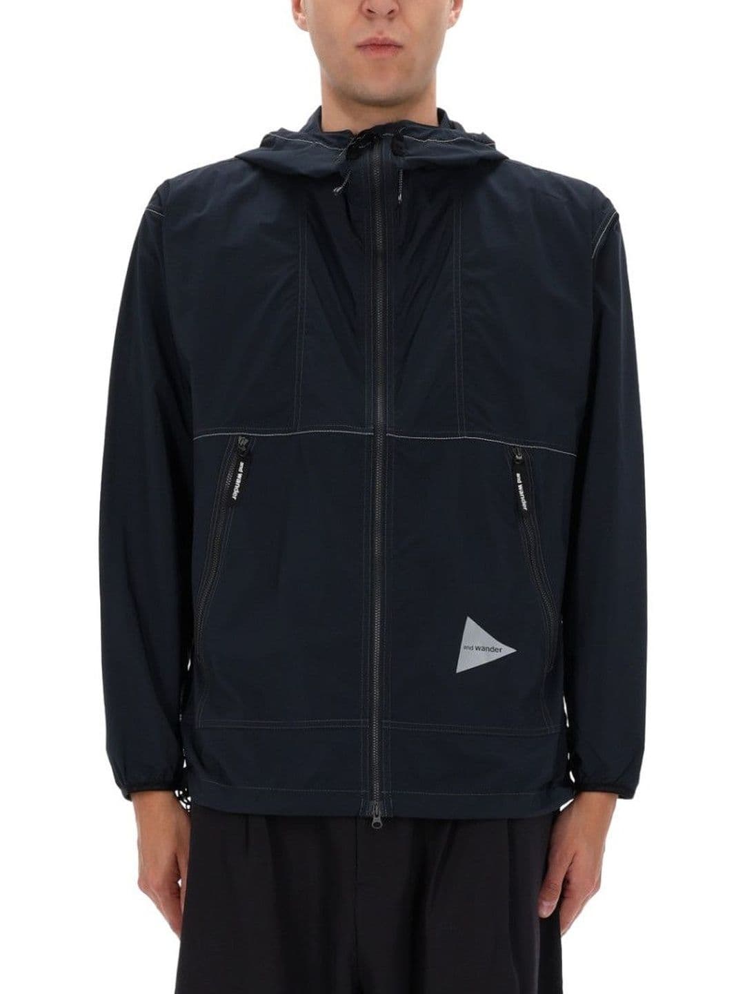 And Wander Blue Solid Hood Jacket - view 1