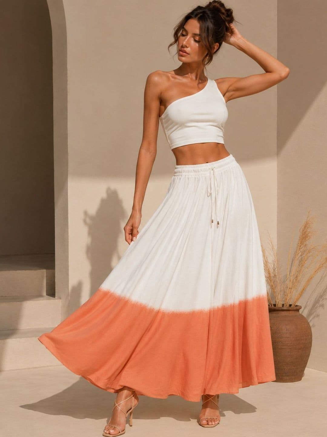 TNQ Women Pure Cotton Cotton Cambric Tie and Dye Maxi Flared Skirt - view 1