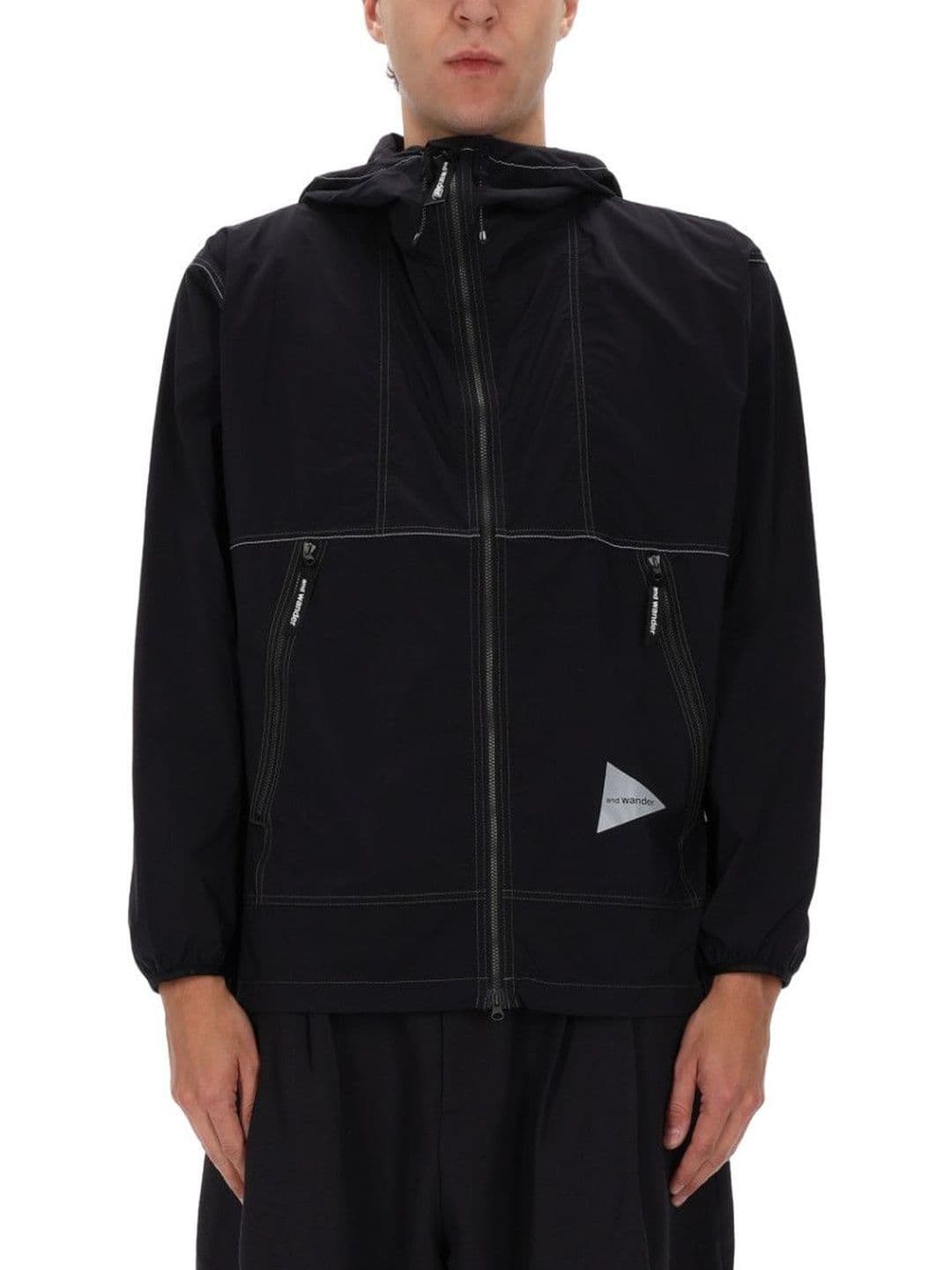 And Wander Black Solid Hood Jacket - view 1