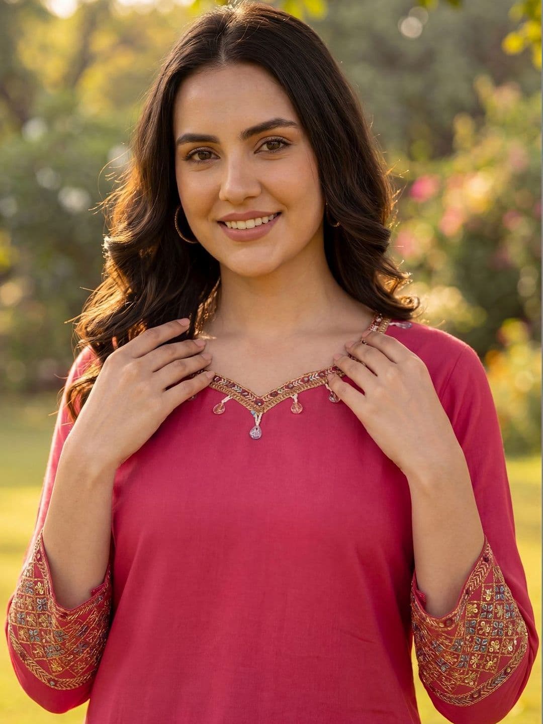 Indo Era Women Ethnic Motifs Regular Thread Work Kurta with Trousers - view 1