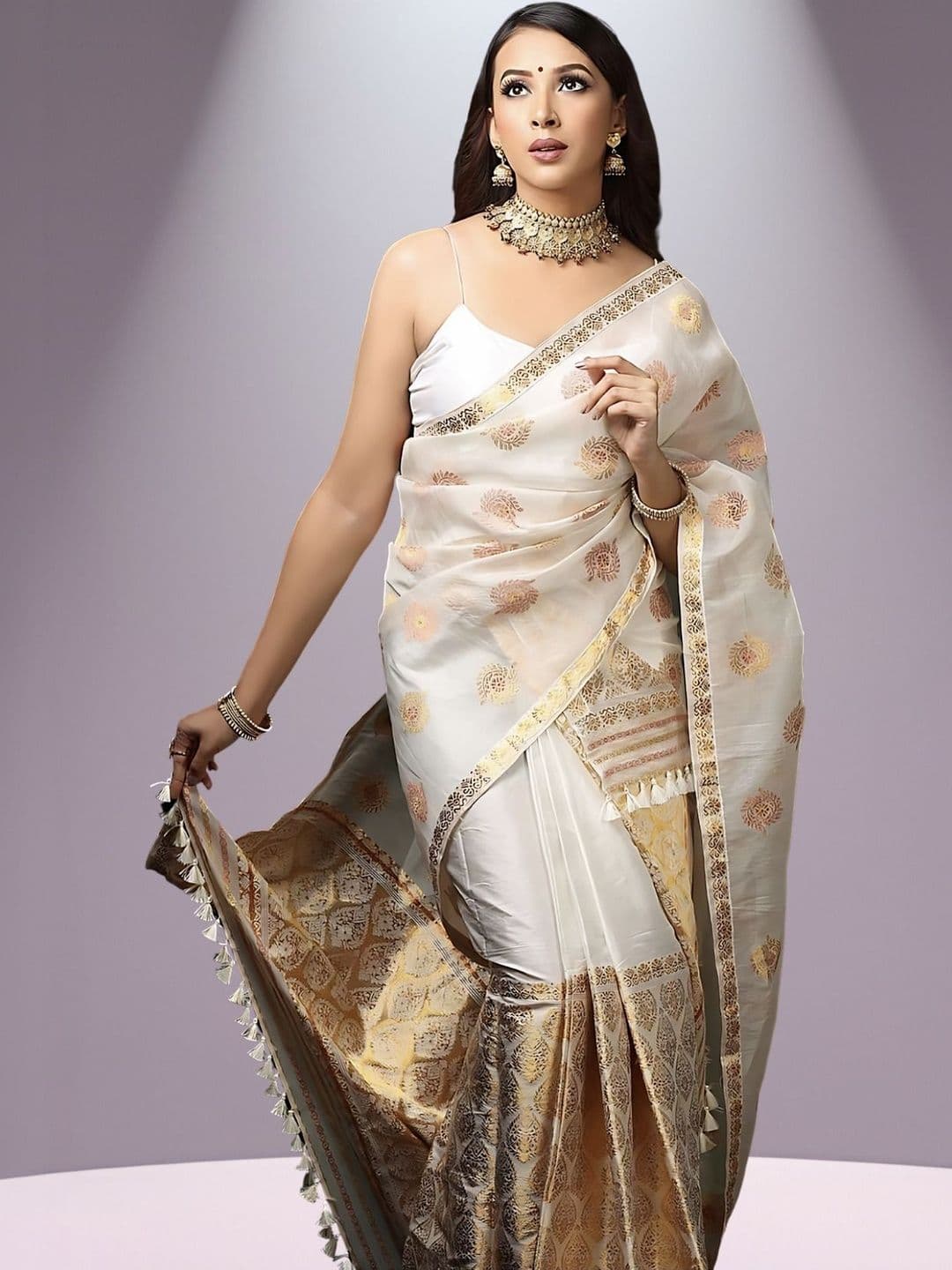 KAMDAR Poly Pat Mekhela Chador - view 1