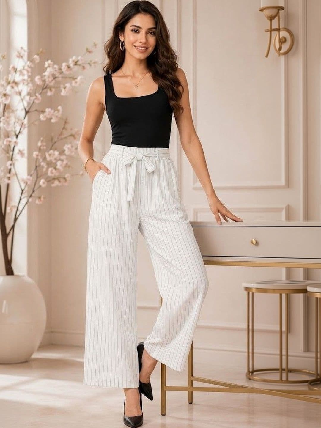 TNQ Women Striped Palazzos - view 1