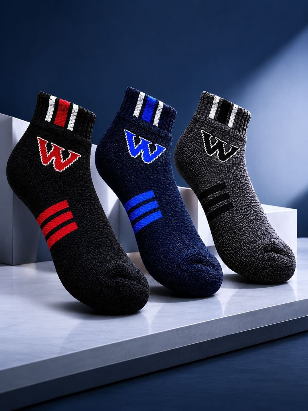 CORTICA Men Pack of 3 Cotton Blend Assorted Patterned Ankle Length Socks - view 1