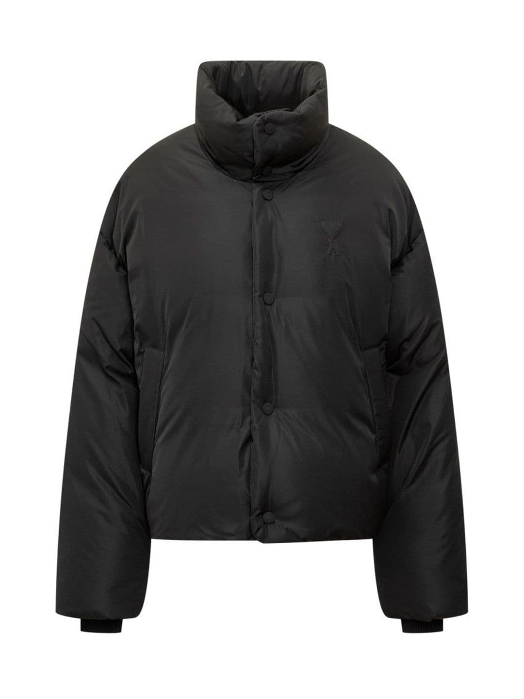 Ami Paris Black Solid Mock Collar Jacket - view 1