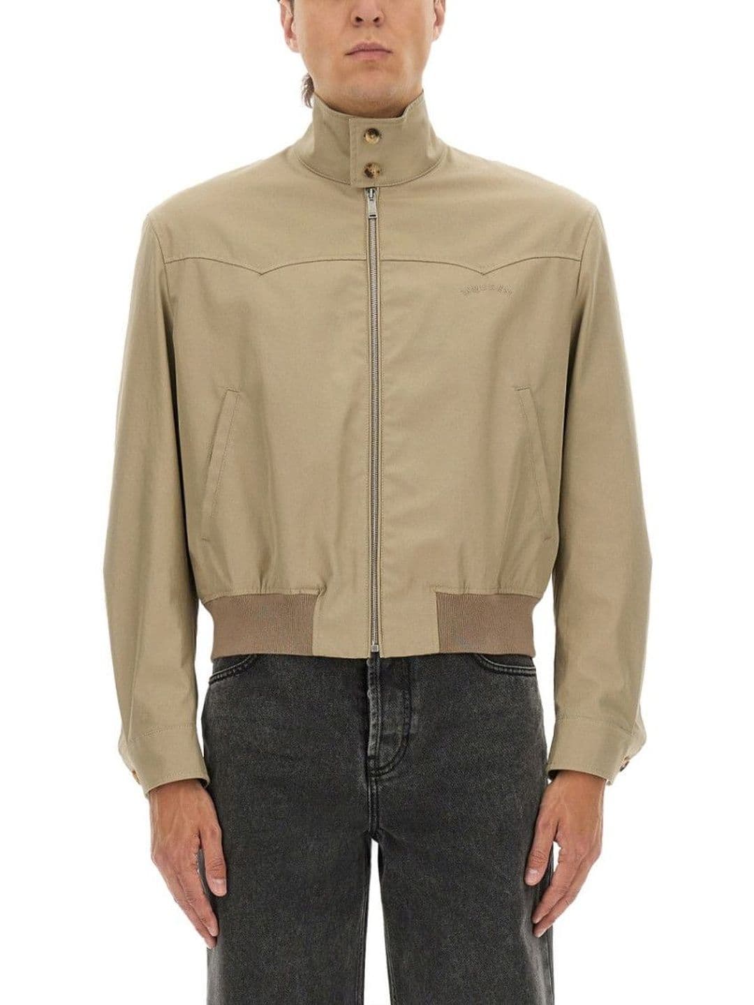 Alexander McQueen Beige Solid Mock Collar Jacket - view 1
