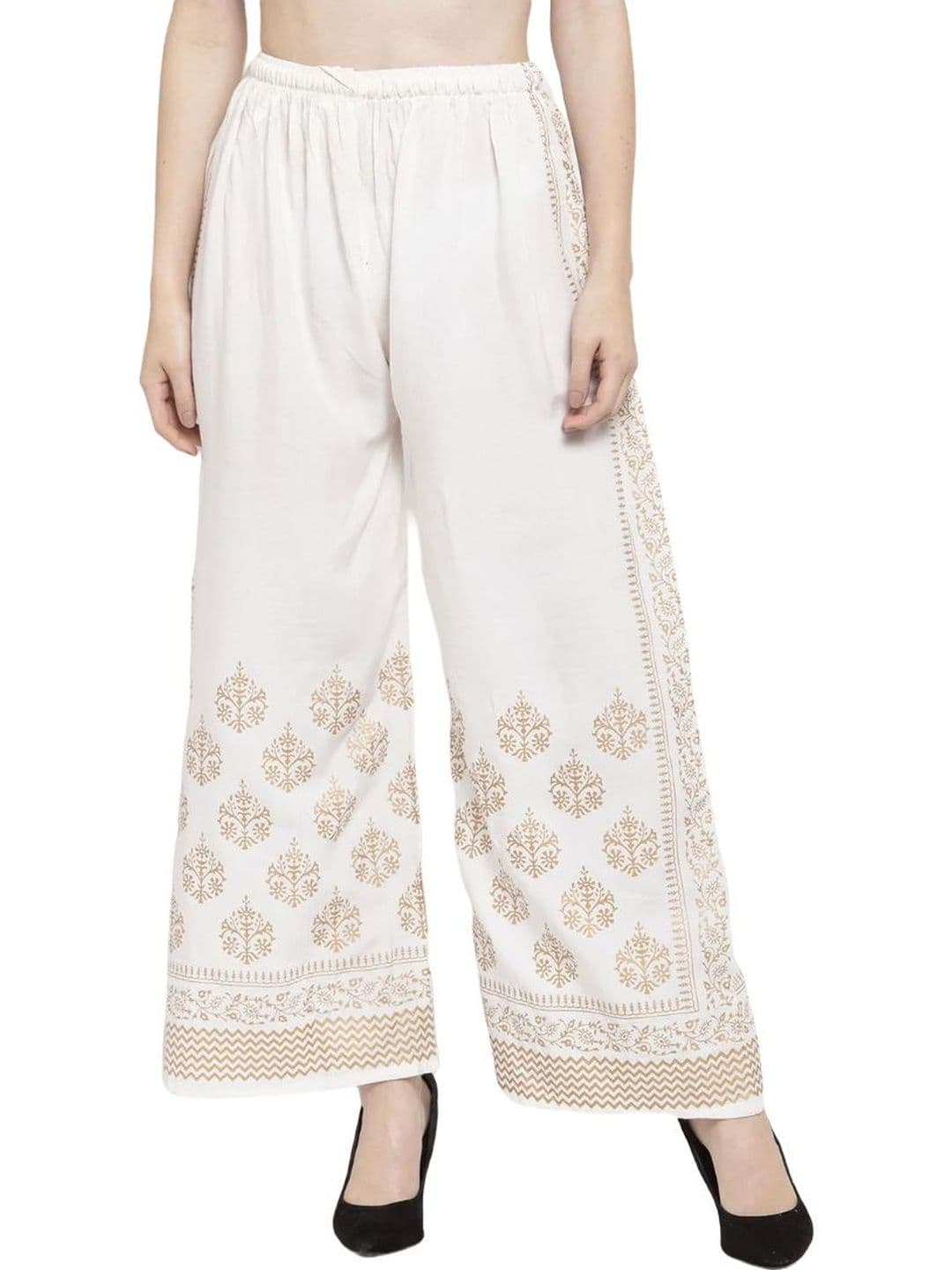 OMAYA Women Ethnic Motifs Printed Flared Knitted Ethnic Palazzos - view 1