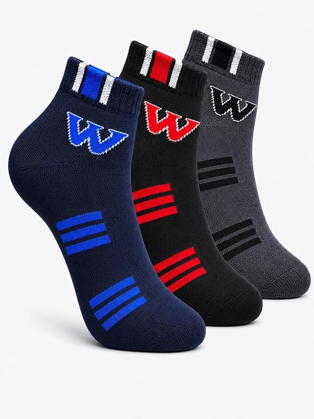CORTICA Men Pack of 3 Cotton Blend Assorted Patterned Ankle Length Socks - view 1