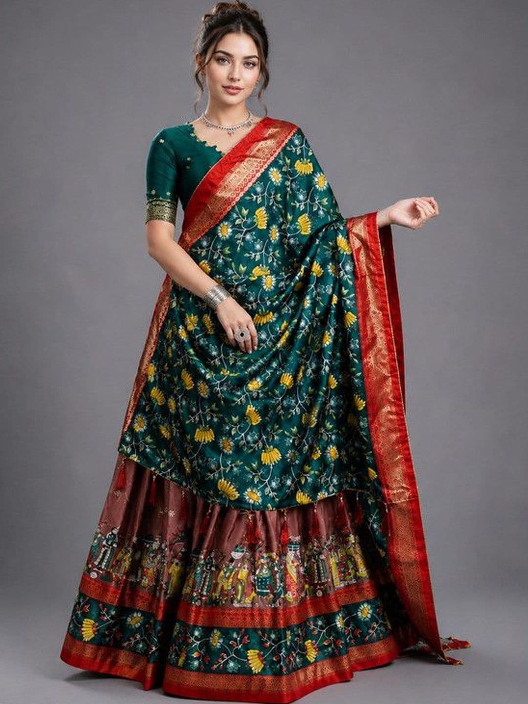 ANU CHAUHAN Embellished Semi-Stitched Lehenga & Ready to Wear - view 1