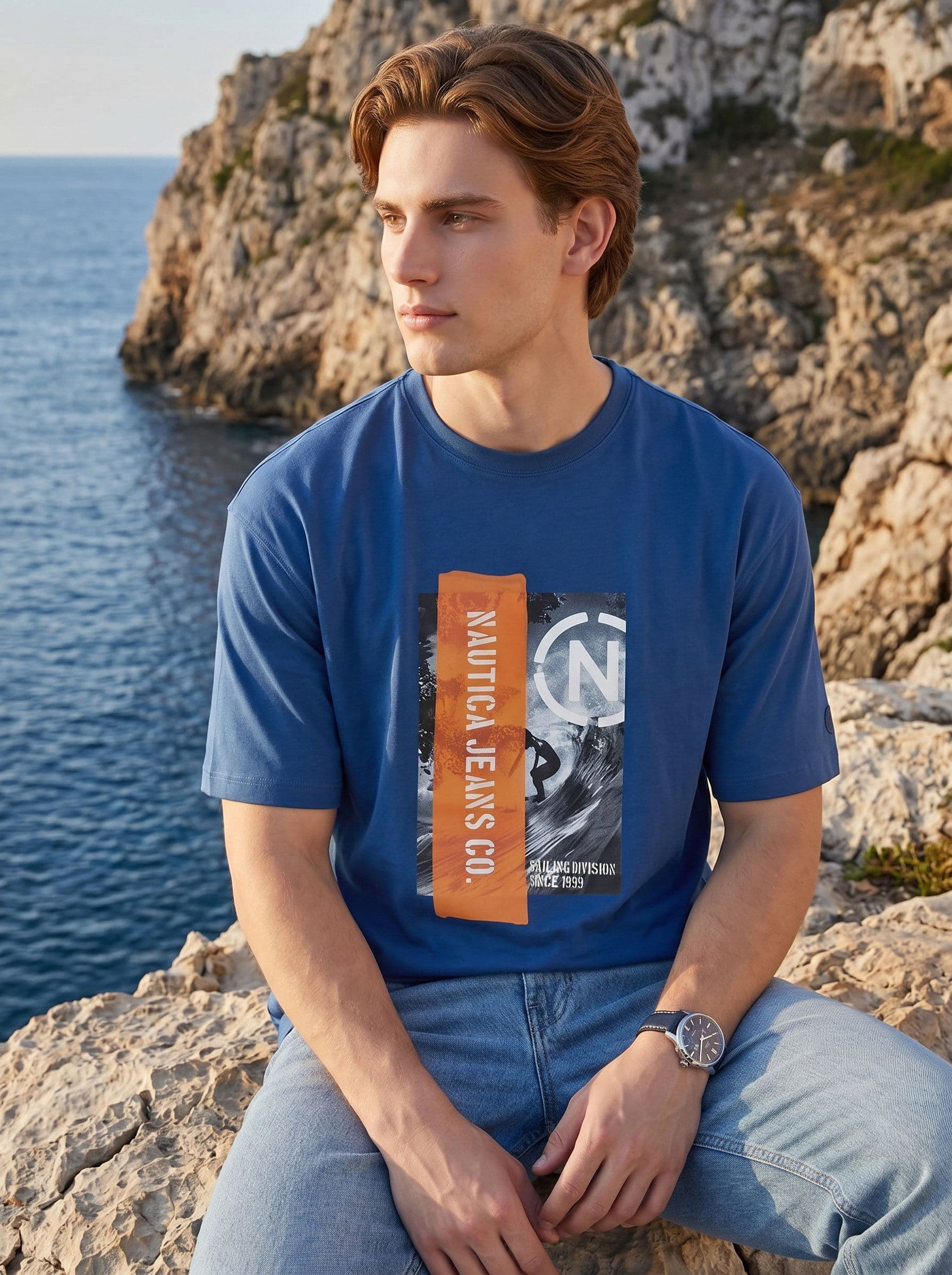 Nautica Oversized Printed Pure Cotton T-shirt - view 1