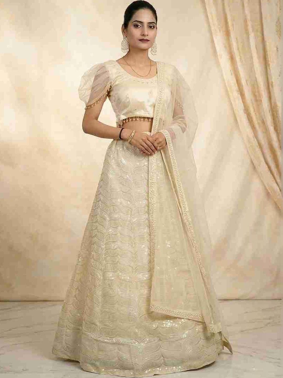 PAVORA Embellished Sequinned Ready to Wear Lehenga & Blouse With Dupatta - view 1