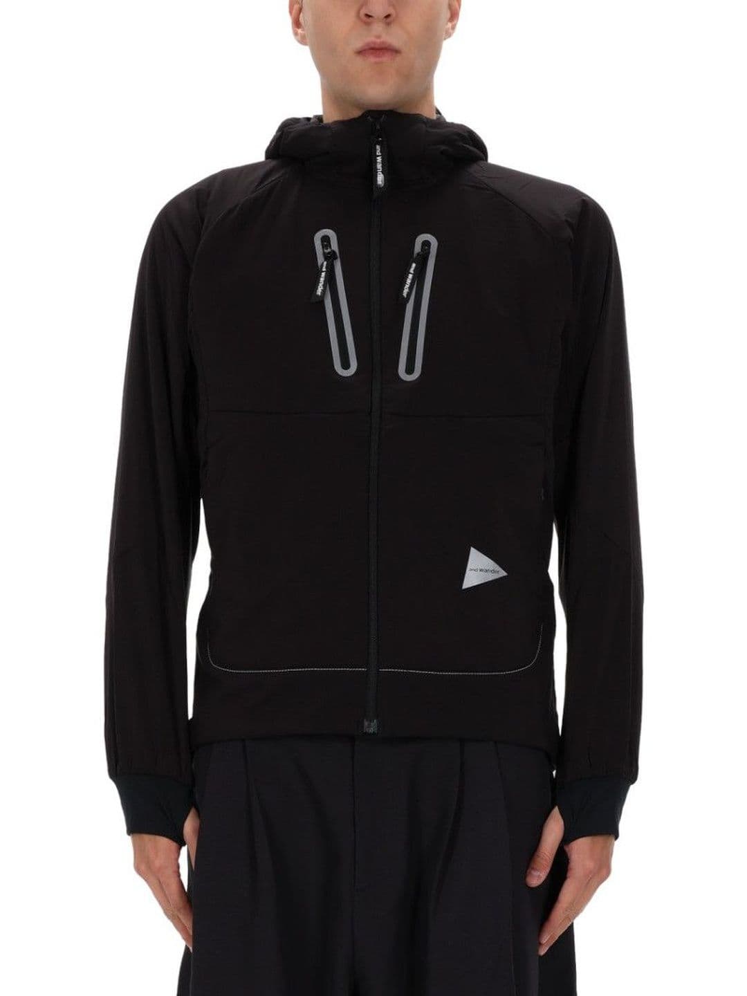 And Wander Black Solid Hood Jacket - view 1