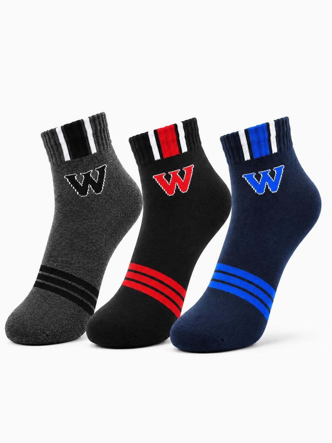 CORTICA Men Pack of 3 Cotton Blend Assorted Patterned Ankle Length Socks - view 1