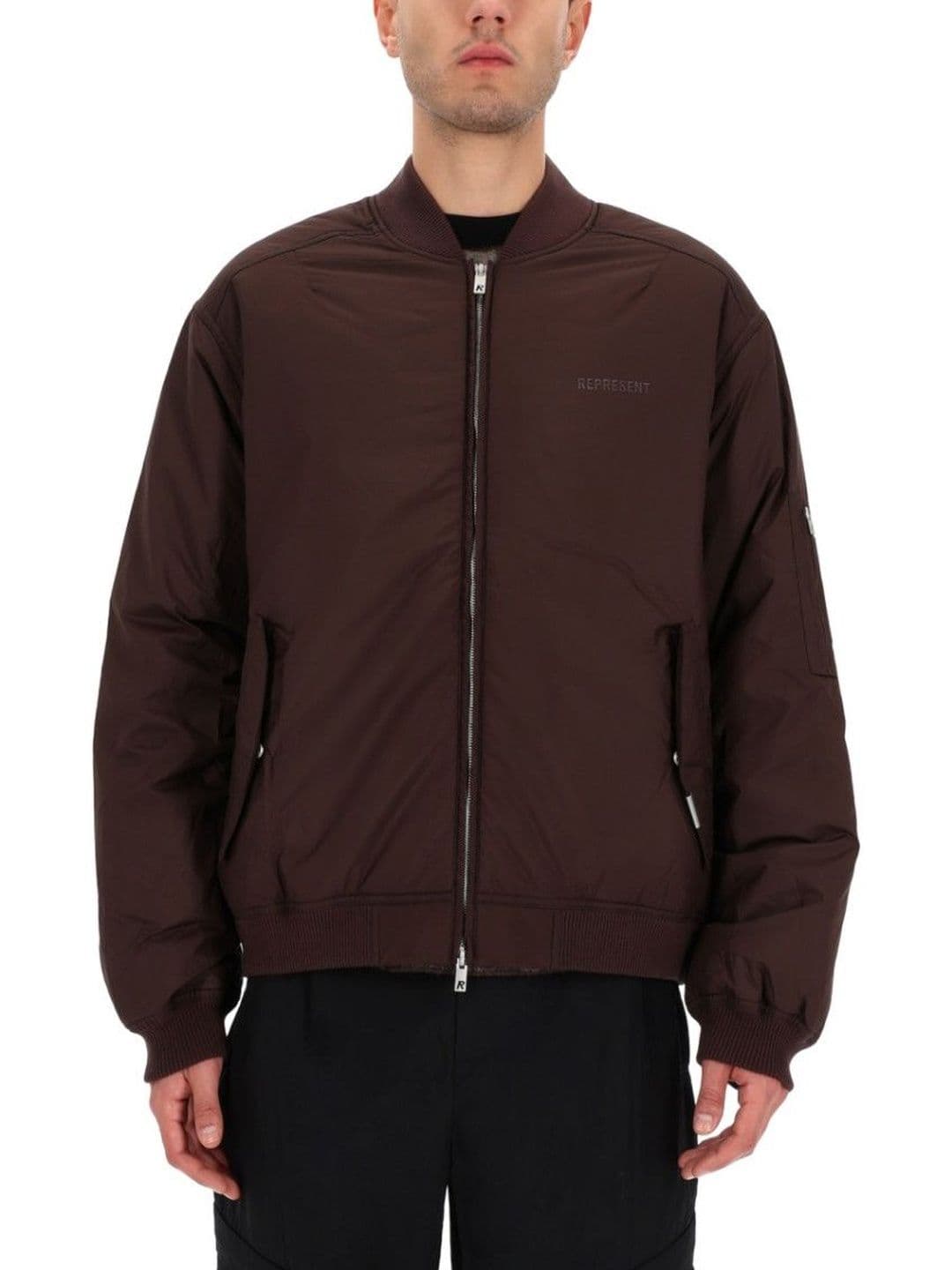 Represent Brown Solid Mock Collar Jacket - view 1