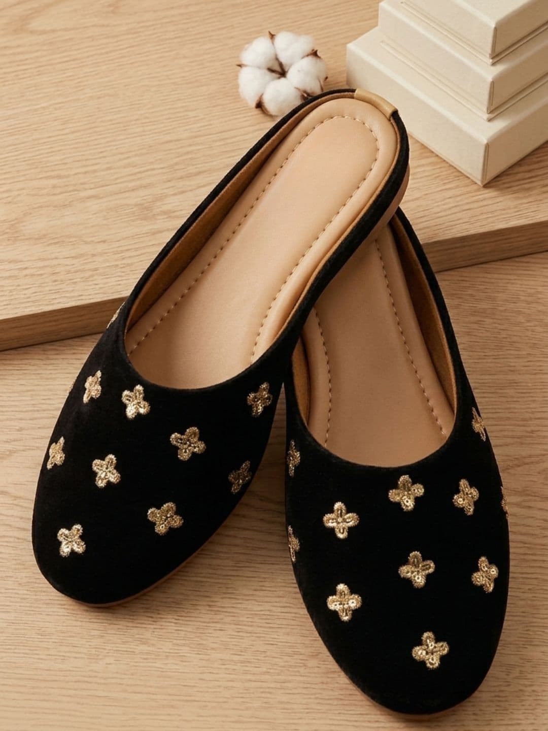 Anouk Embellished Party Mules with Embroidered Flats - view 1