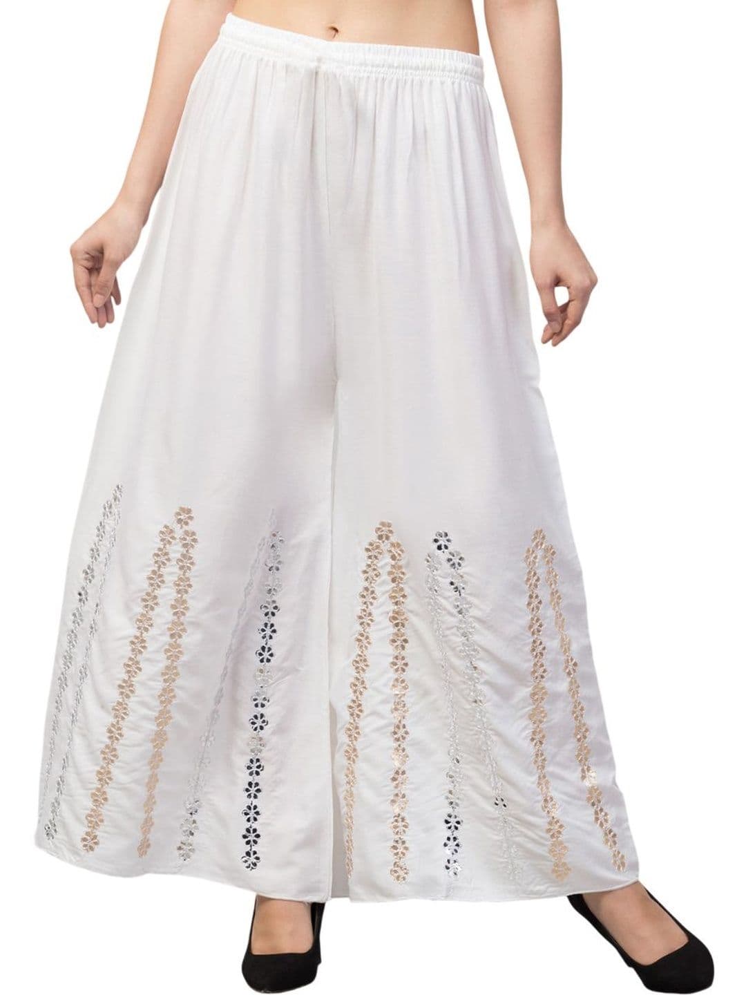 OMAYA Women Ethnic Motifs Embellished Knitted Ethnic Palazzos - view 1