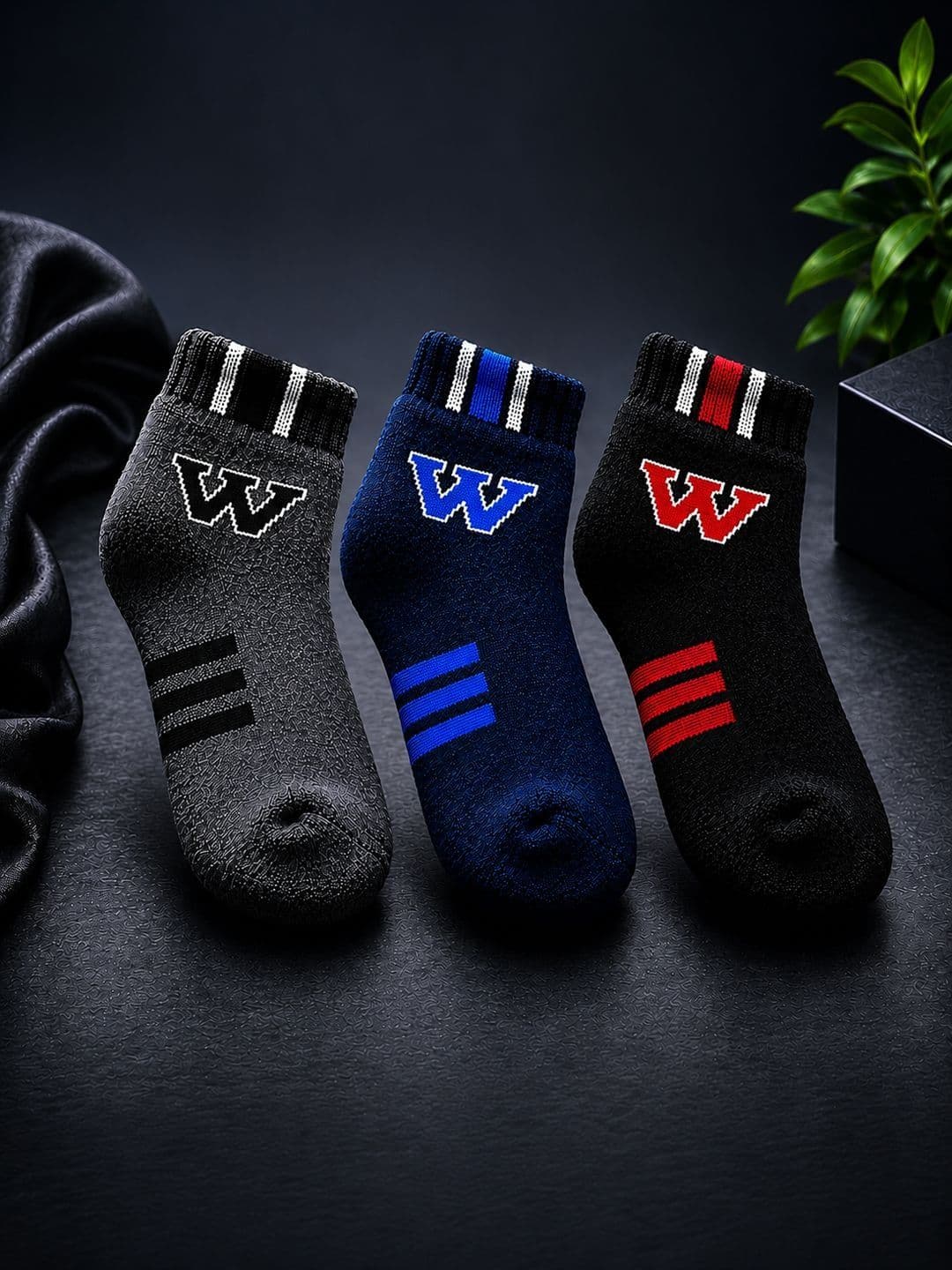 CORTICA Men Pack of 3 Cotton Blend Assorted Patterned Ankle Length Socks - view 1