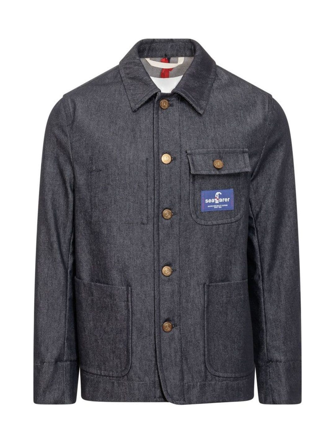 Seafarer Dark Blue Solid Shirt Collar Jacket - view 1