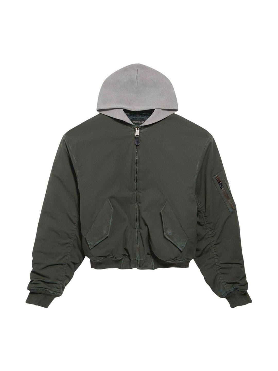 Balenciaga Green Solid Hood Jacket - view 1
