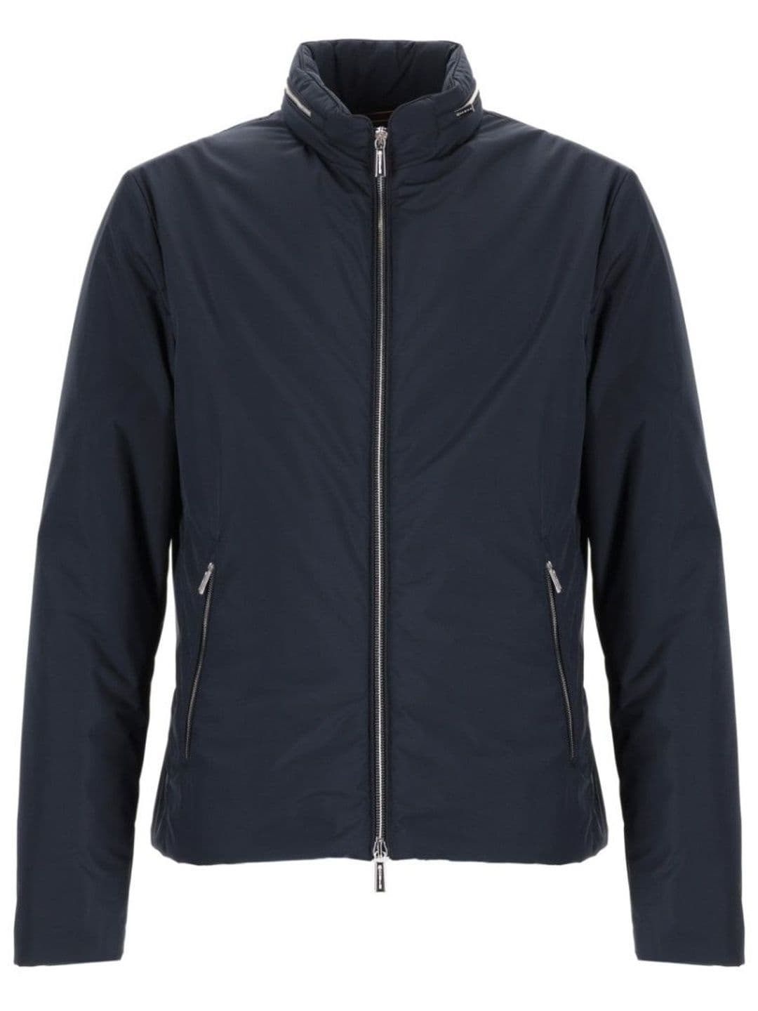 Moorer Navy Blue Solid Mock Collar Jacket - view 1