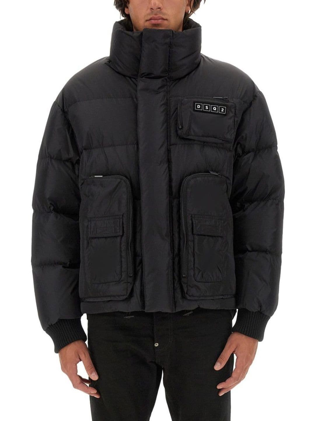 Dsquared2 Black Solid Mock Collar Jacket - view 1