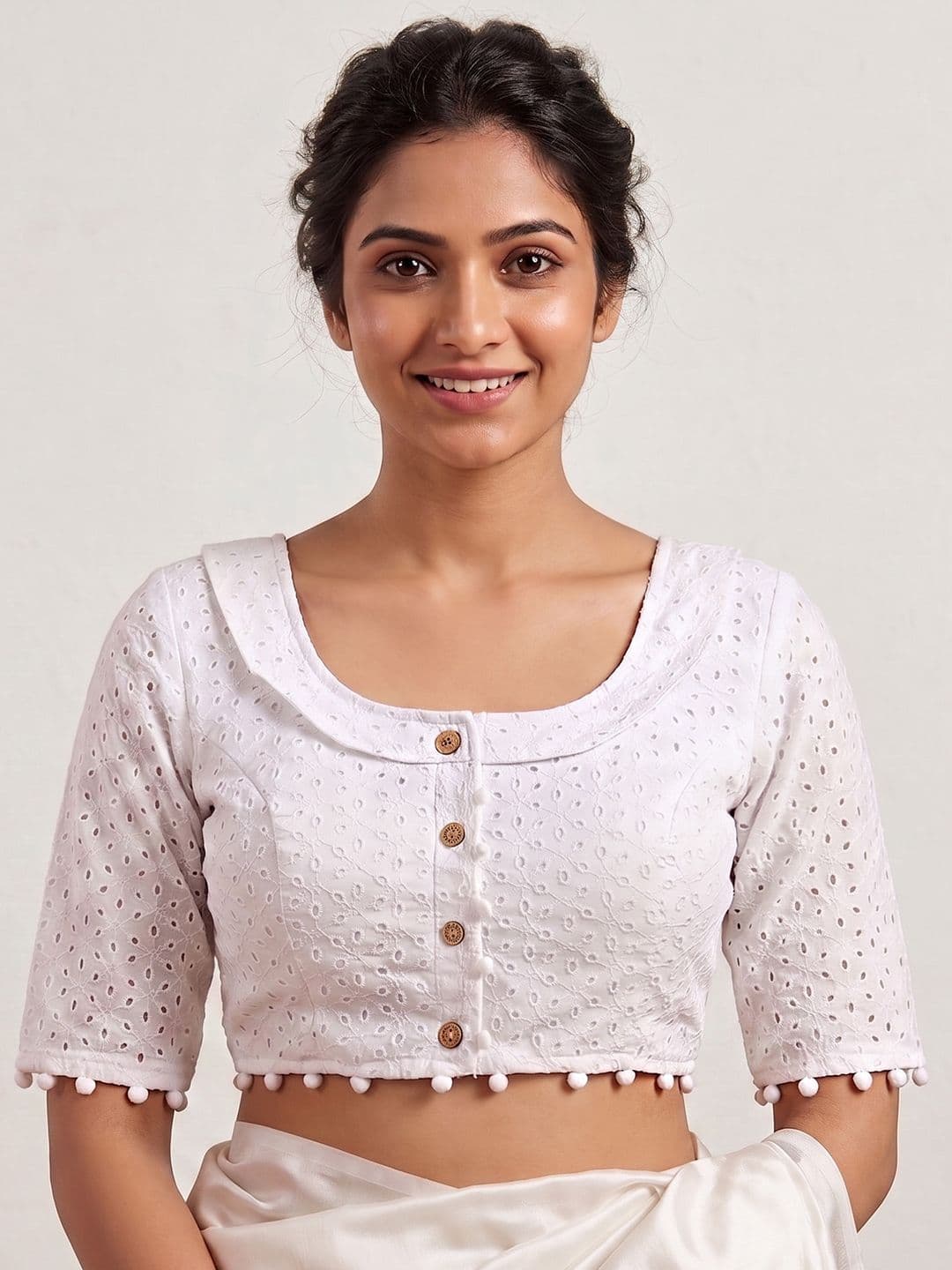 Nirmita Cotton Embroidered Saree Blouse - view 1