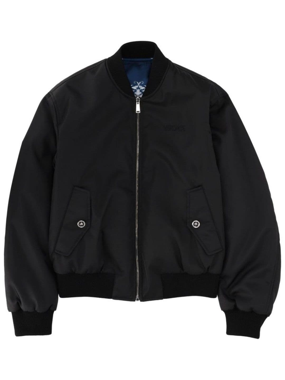 Versace Black Solid Mock Collar Jacket - view 1