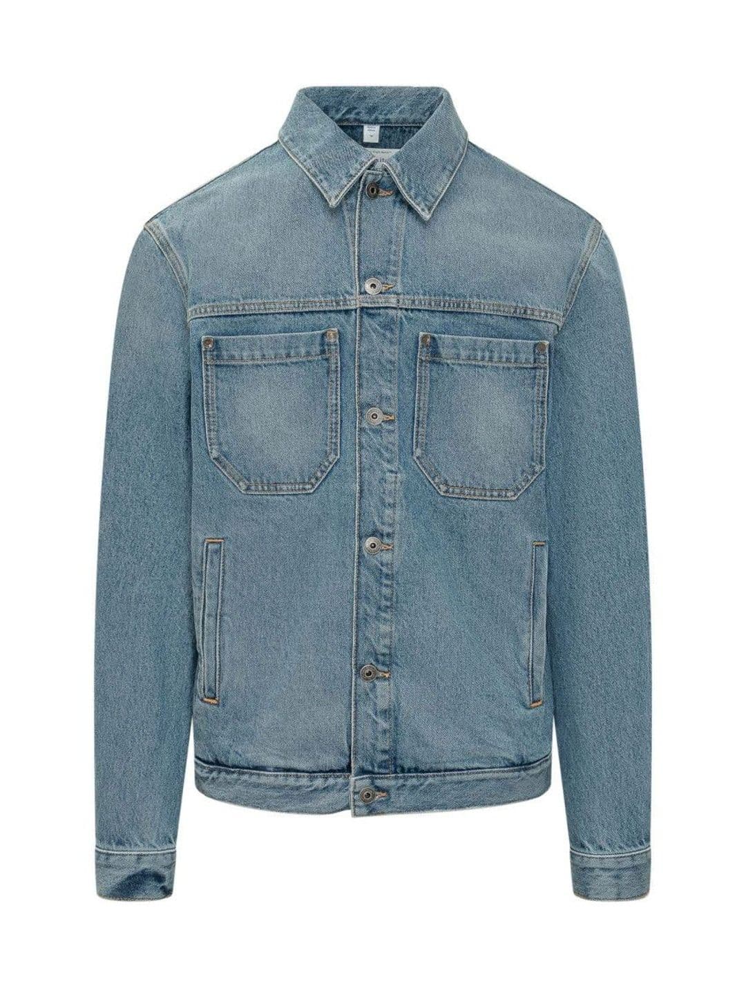 Off-White Light Blue Solid Shirt Collar Jacket - view 1