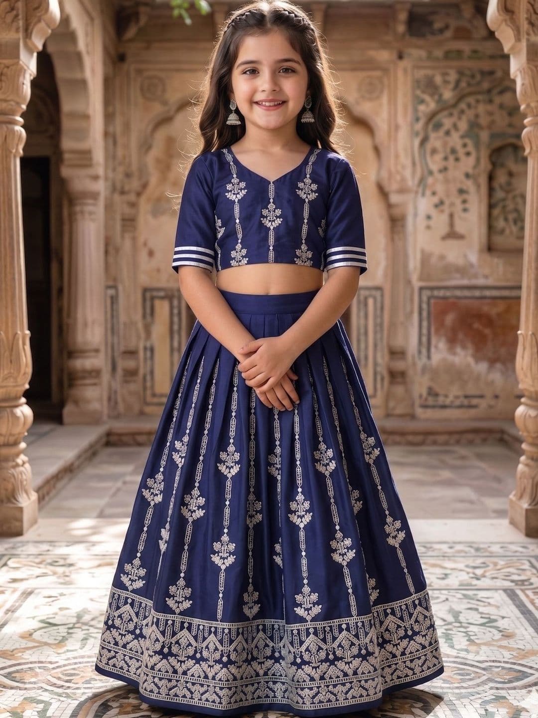 KALINI Girls Embroidered Thread Work Ready to Wear Lehenga & - view 1