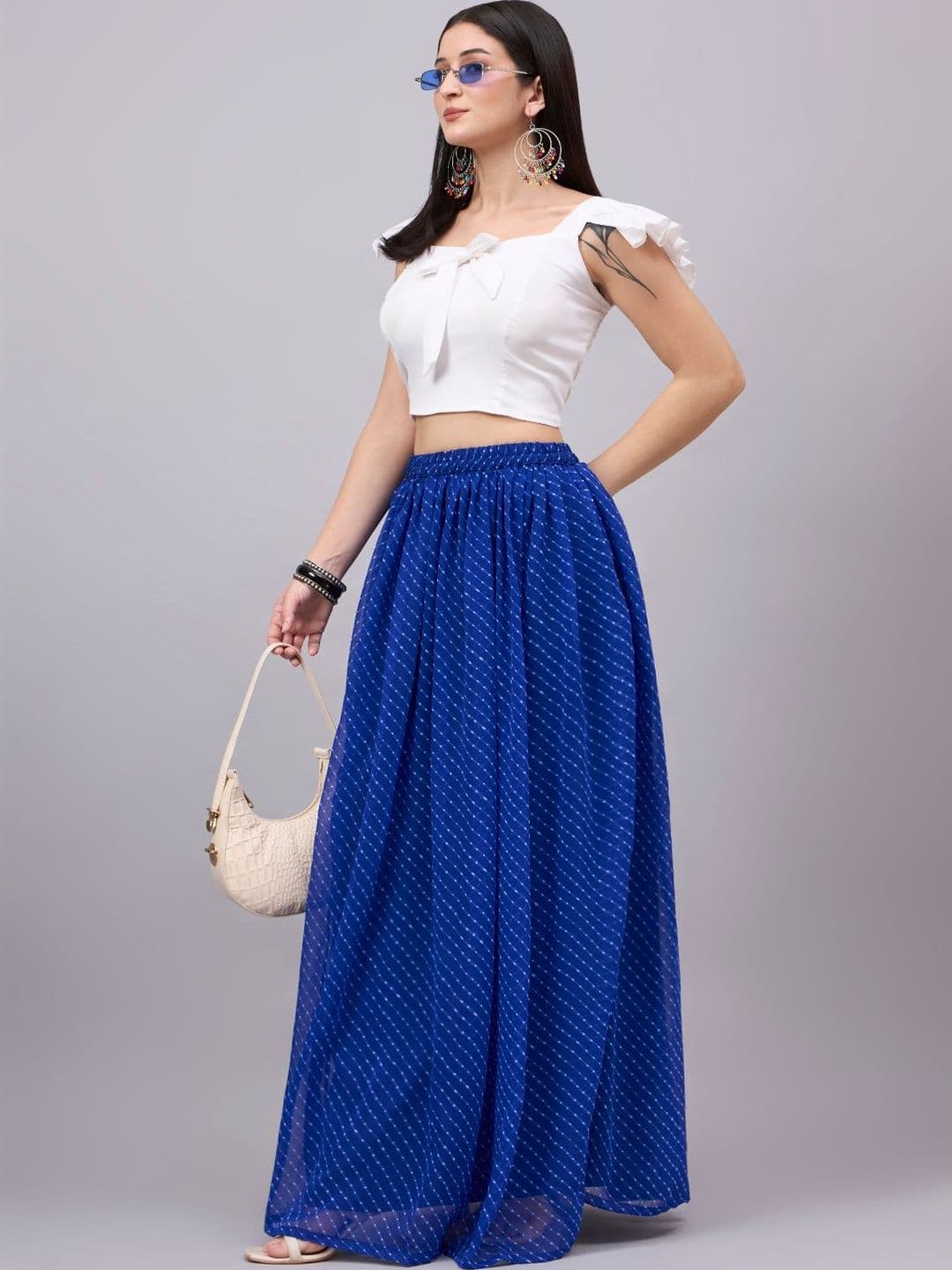 JDS LIFESTYLE Women Georgette Geometric Maxi Flared Skirt - view 1