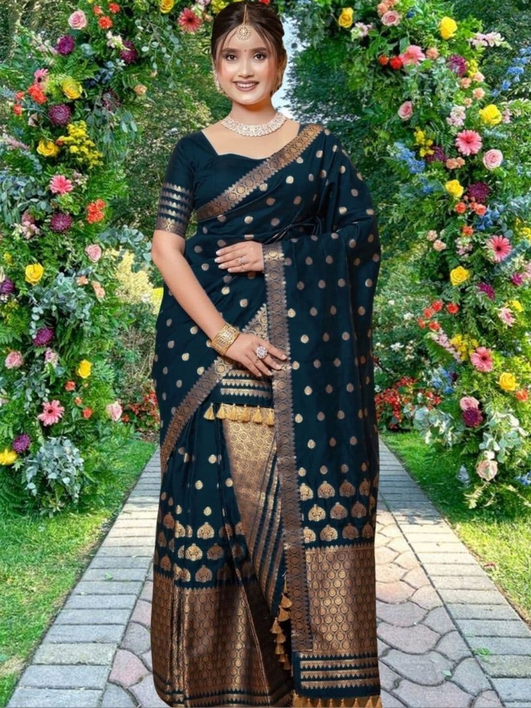 KAMDAR Woven Design Zari Mekhela Chador Saree - view 1