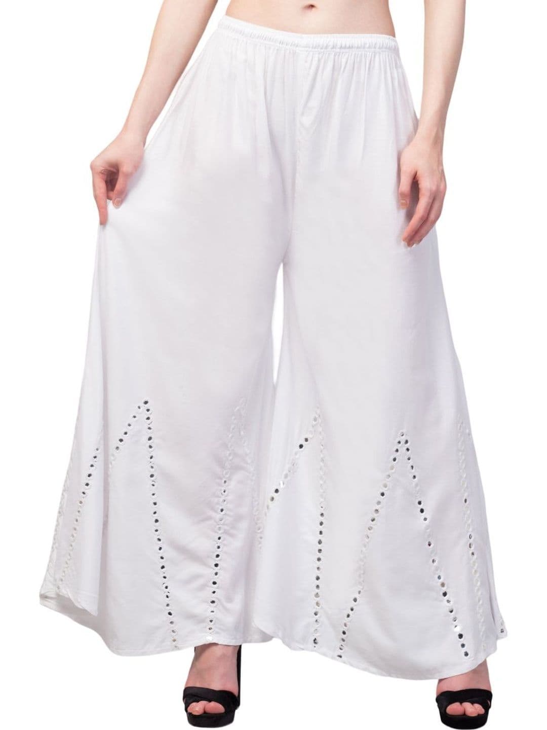 OMAYA Women Embellished Flared Knitted Ethnic Palazzos - view 1