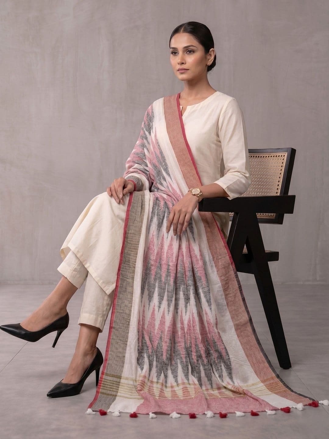 Navibhu Ethnic Motifs Woven Design Ikat Dupatta - view 1