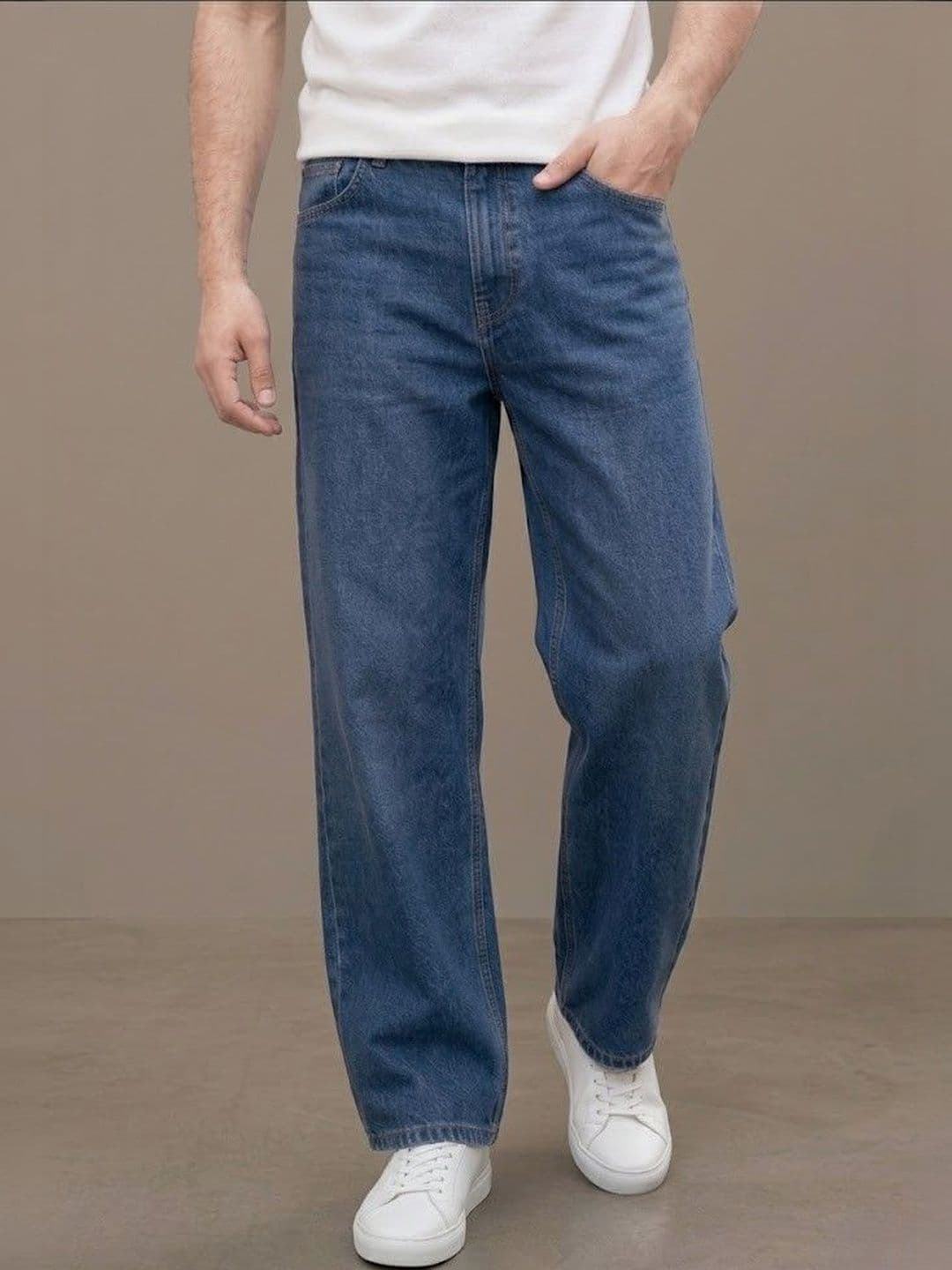 Niffar Fashion Men Wide Leg Mid-Rise Jeans - view 1