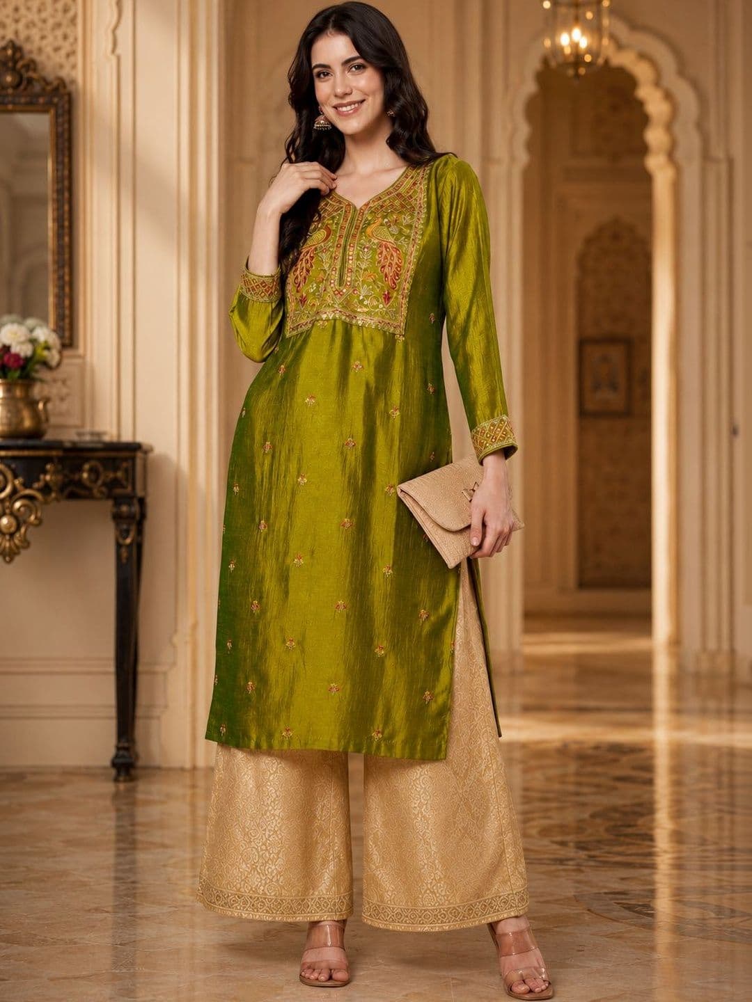 rarethread Women Embroidered Thread Work Kurta - view 1