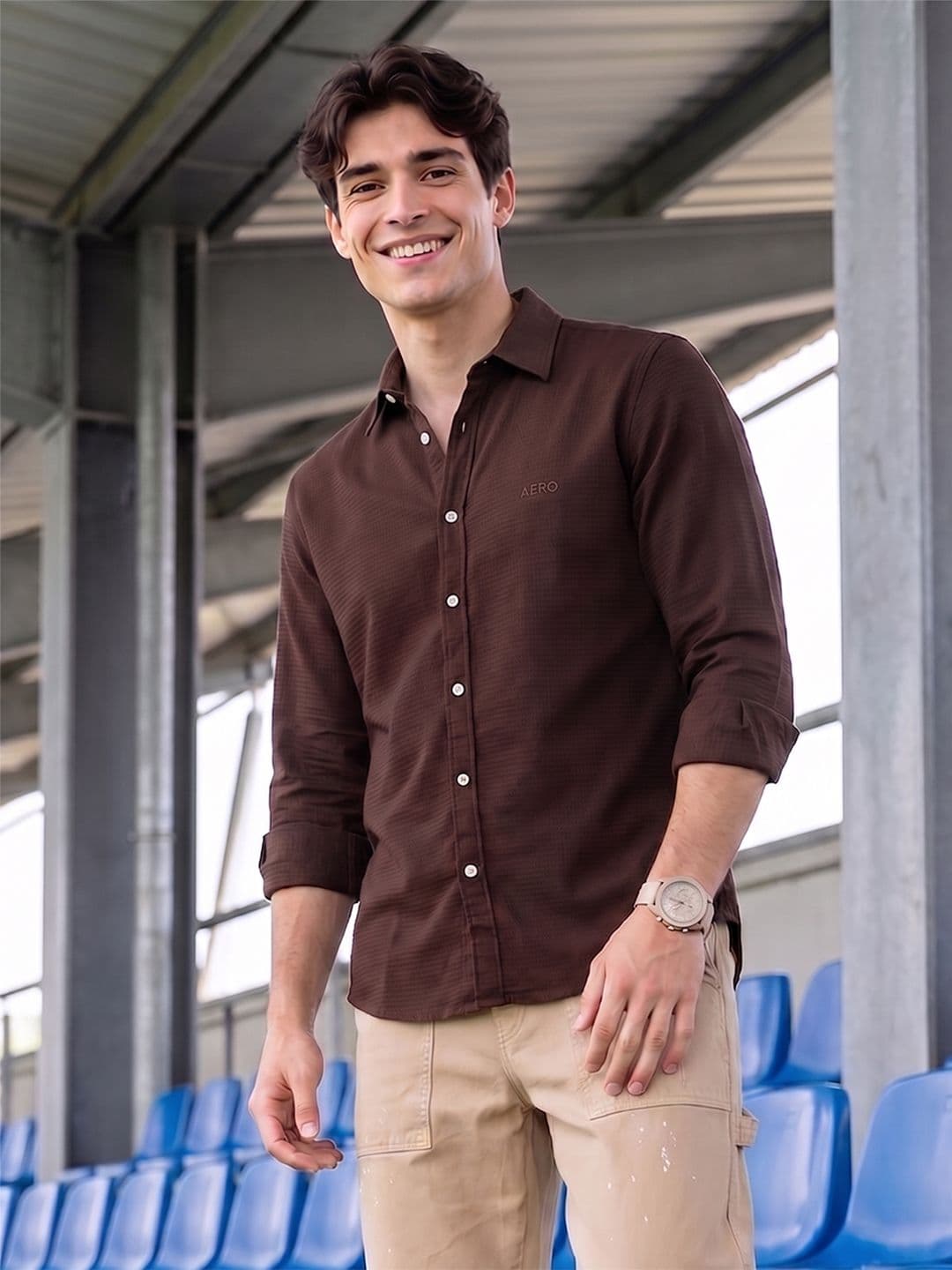 Aeropostale Textured Pure Cotton Casual Shirt - view 1