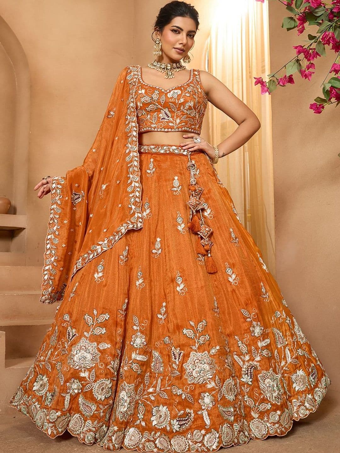 KALINI Embroidered Semi-Stitched Lehenga & Unstitched Blouse With Dupatta - view 1