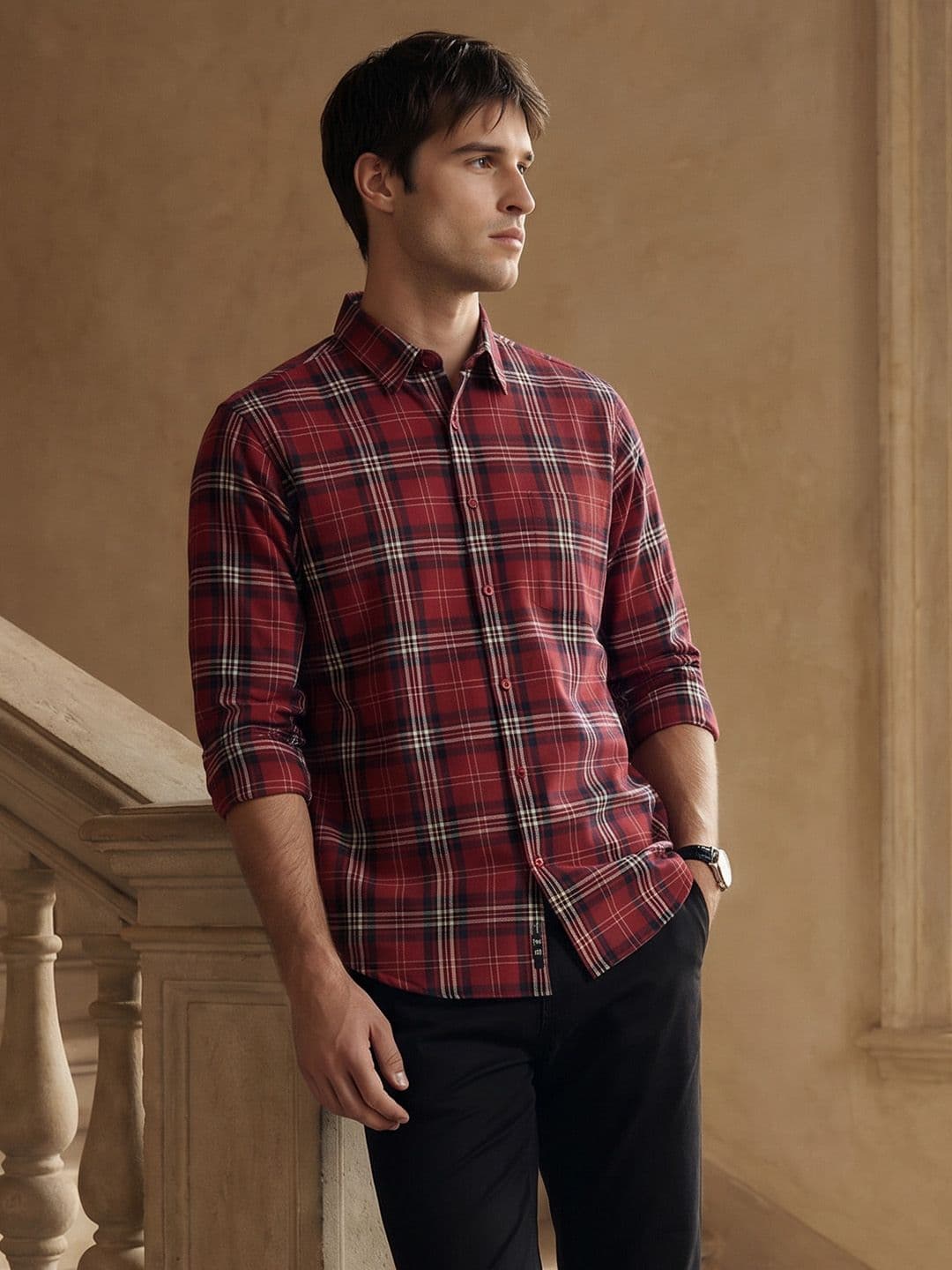 THE SHIRT CODE Checked Pure Cotton Casual Shirt - view 1