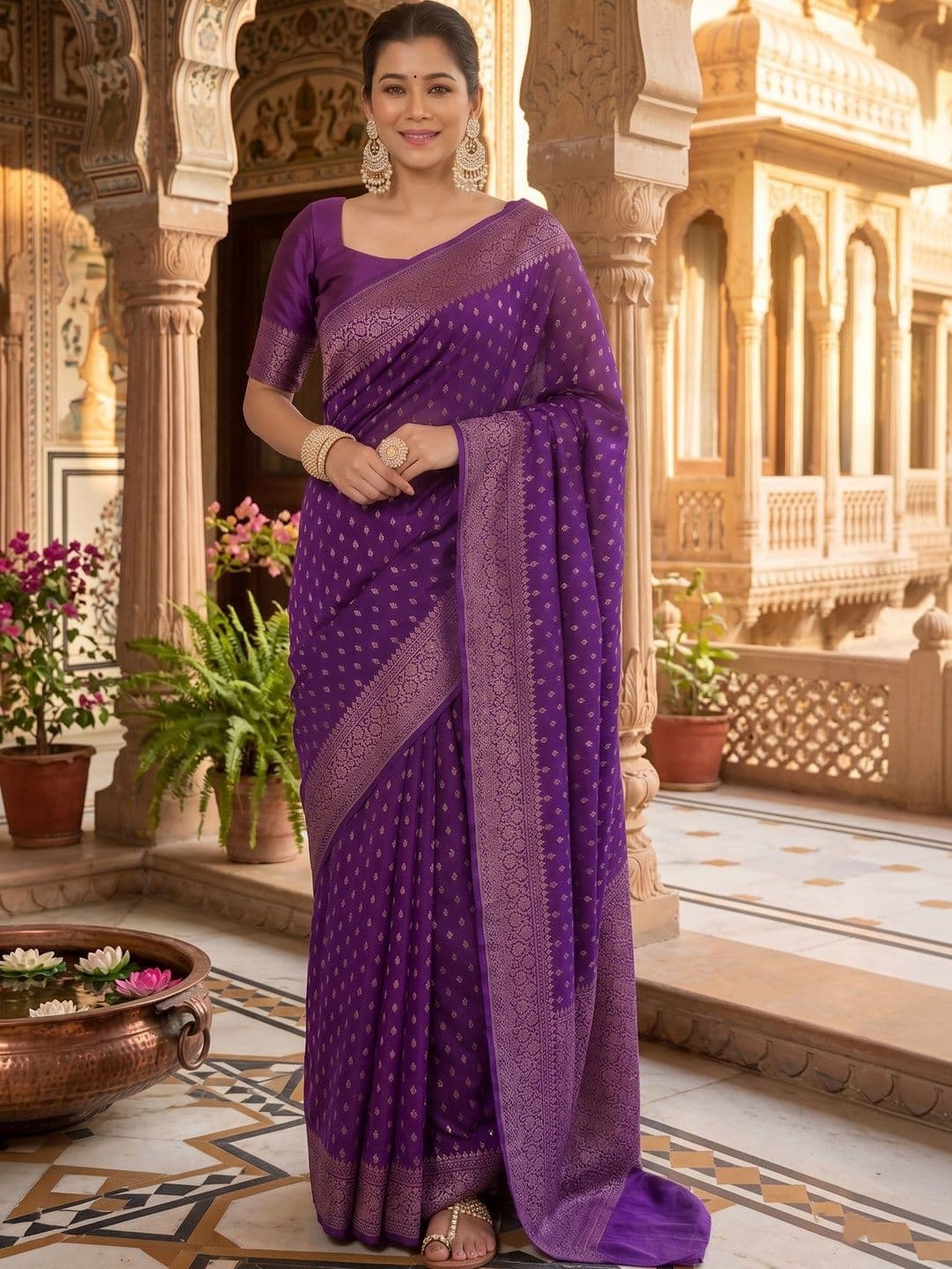 BAFNA MENS WEAR Woven Design Zari Art Silk Banarasi Saree - view 1