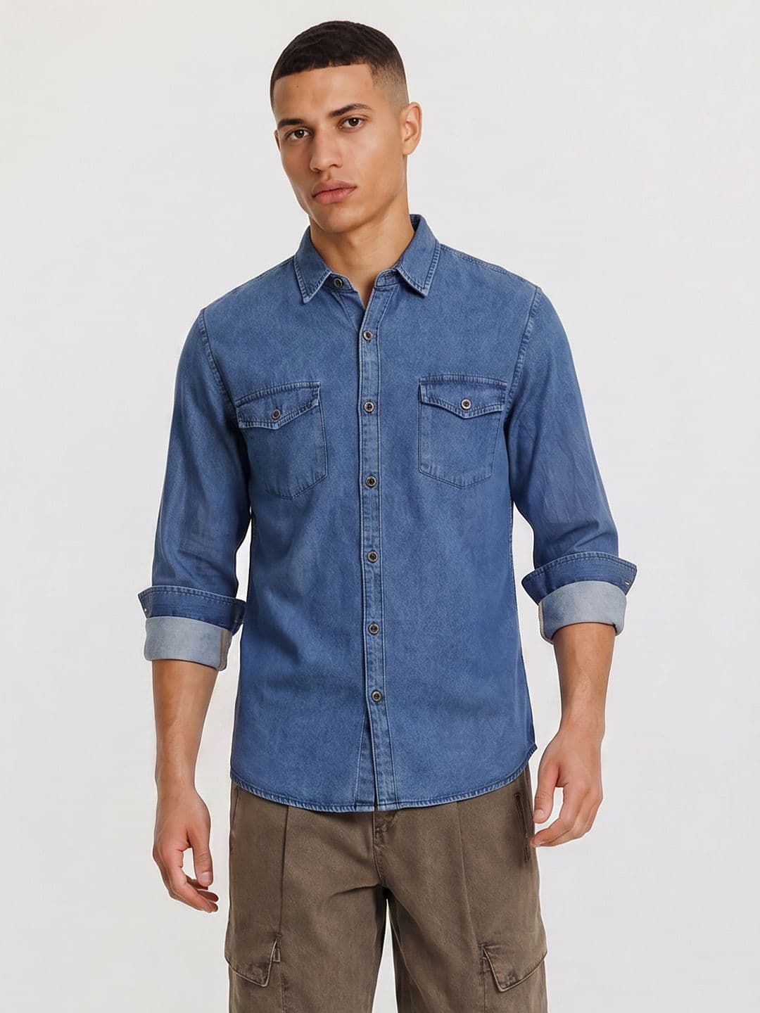 The Roadster Life Co. Pure Cotton Chambray Casual Shirt - view 1